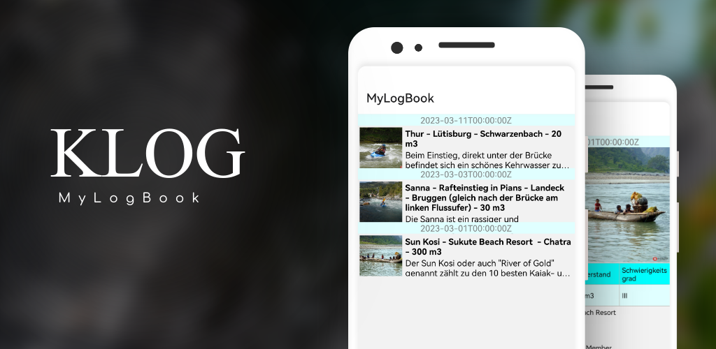 Klog-MyLogBook - Das digitale Fahrtenbuch für Kanutouren, Kajaktouren, Raftingtouren und Stand Up Paddling.
